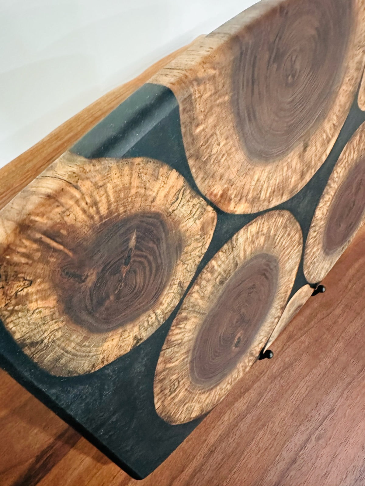 Walnut Rounds in Black Metallic Epoxy