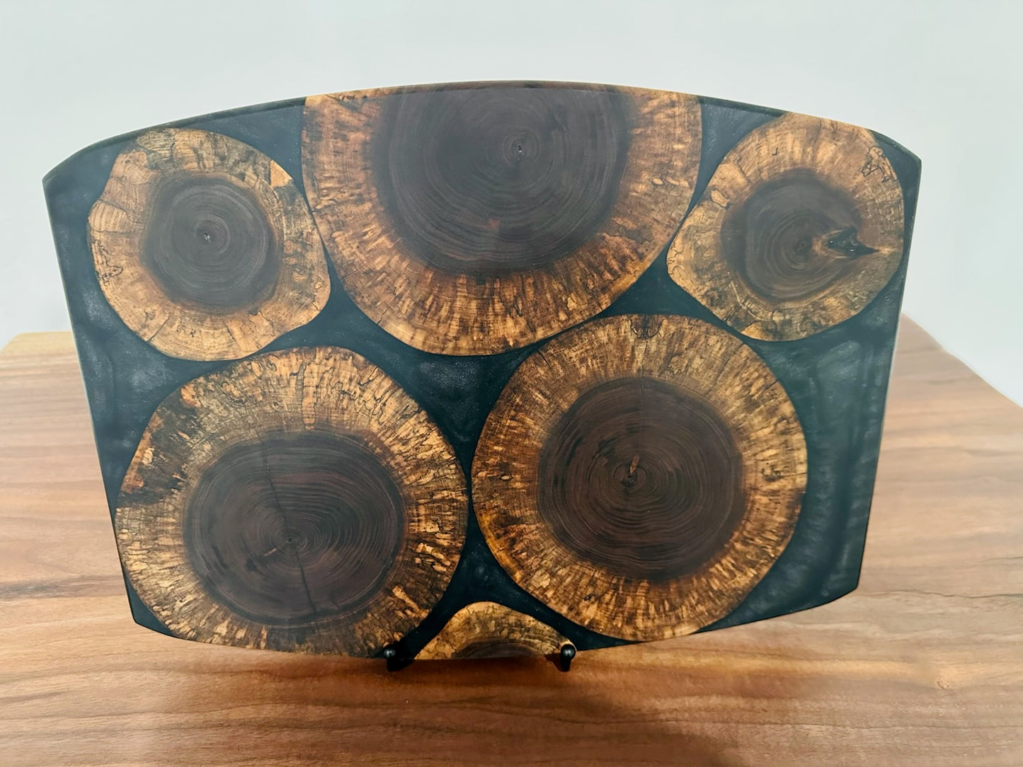 Walnut Rounds in Black Metallic Epoxy