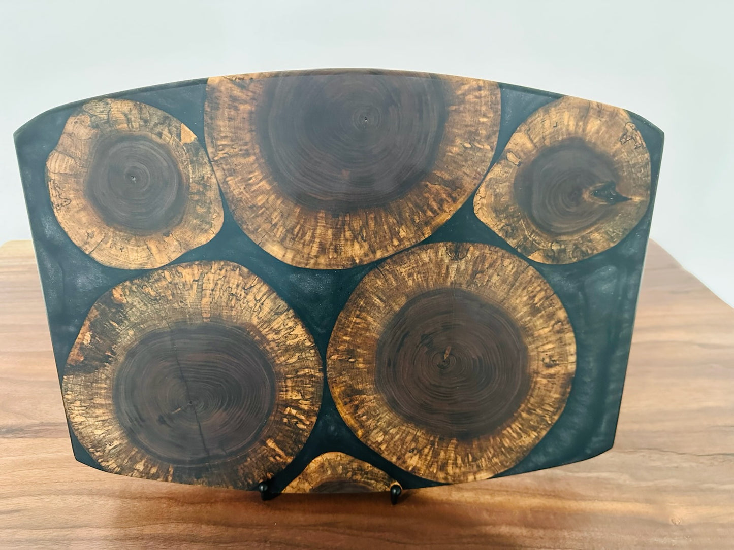Walnut Rounds in Black Metallic Epoxy