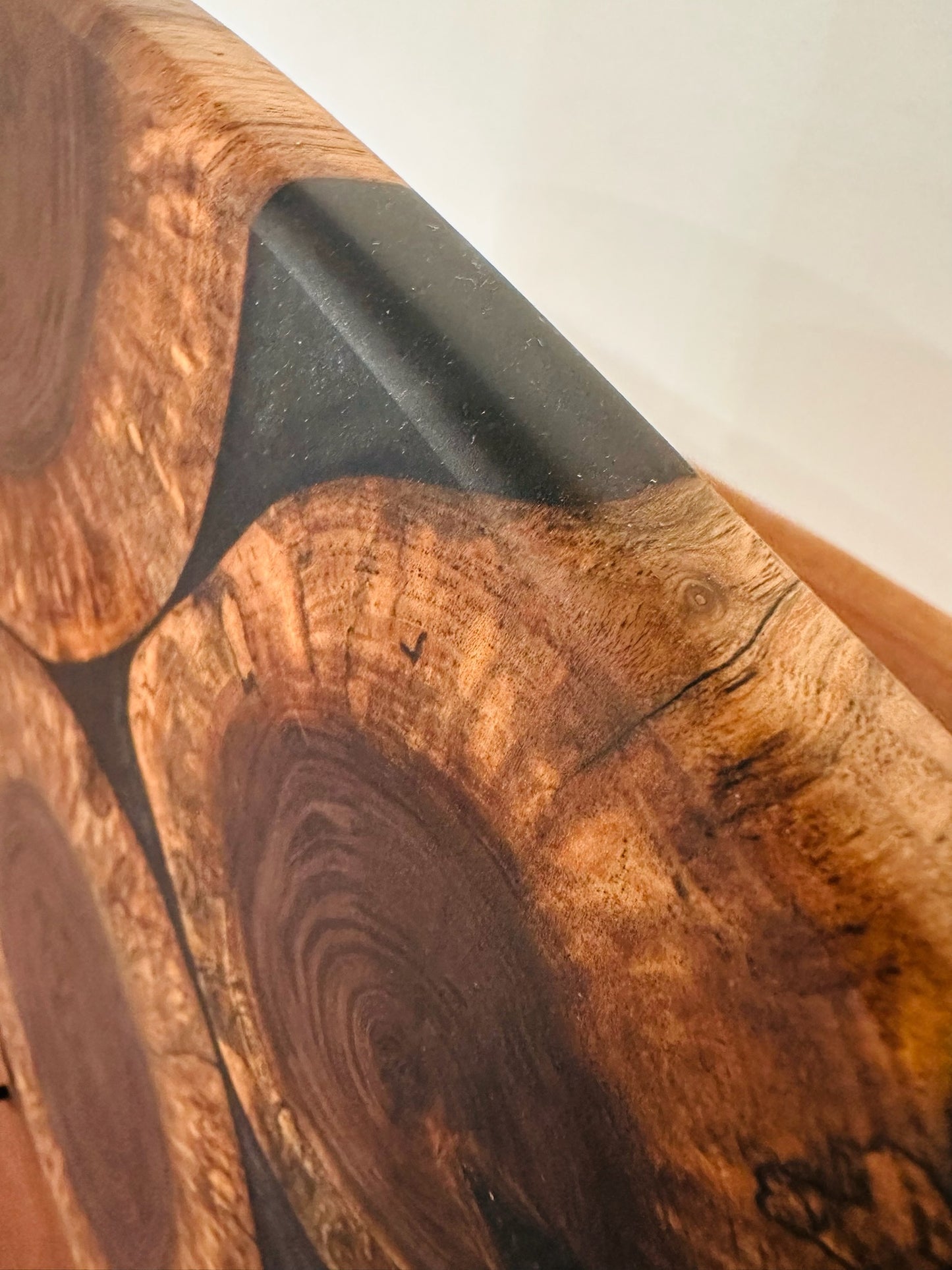 Walnut Rounds in Black Metallic Epoxy