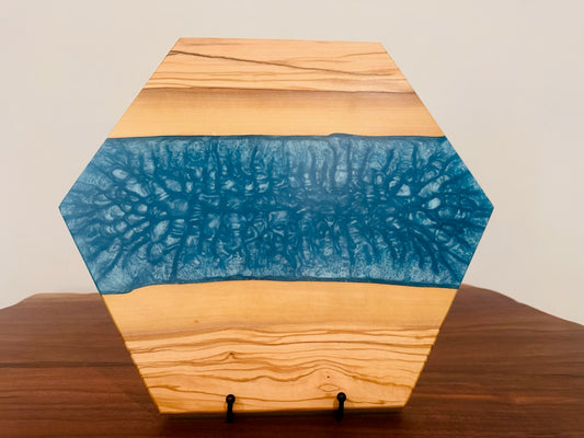 Olivewood and Greek Turquoise Epoxy in Octagon Shape