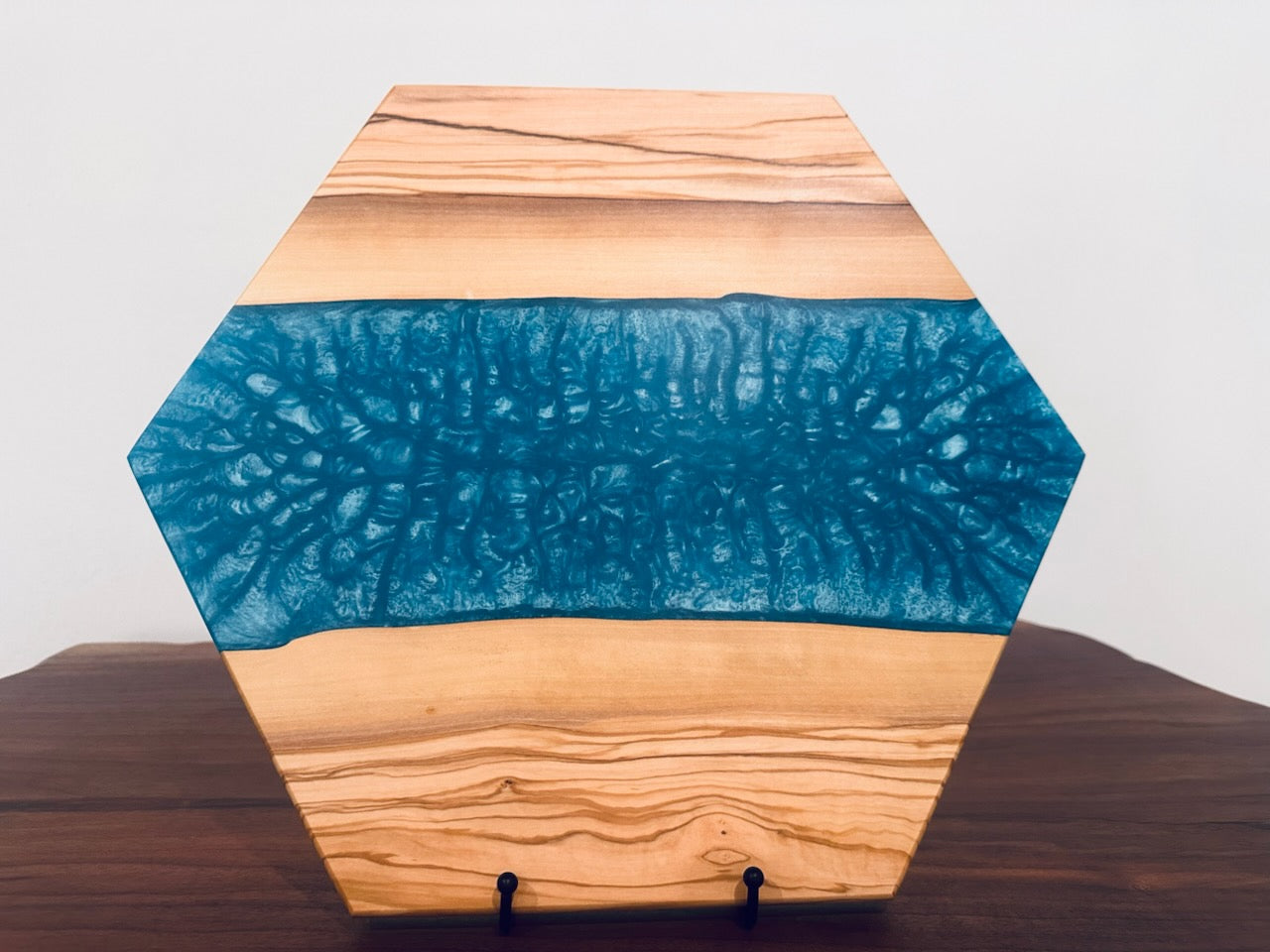 Olivewood and Greek Turquoise Epoxy in Octagon Shape