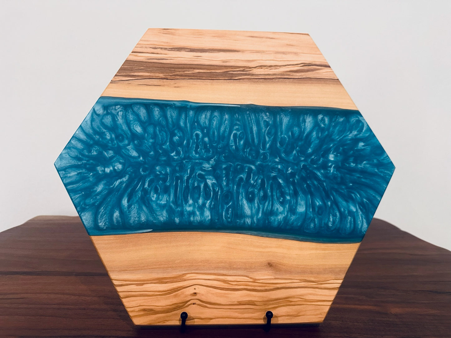 Olivewood and Greek Turquoise Epoxy in Octagon Shape